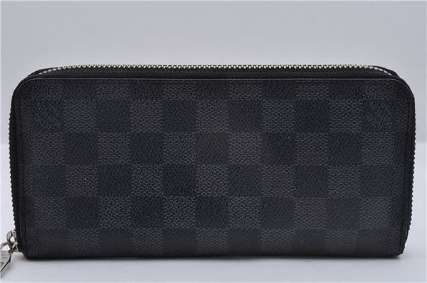 Authentic Louis Vuitton Damier Graphite Zippy Wallet Vertical N63095 LV 5930E