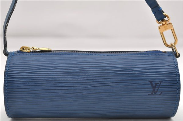Authentic Louis Vuitton Epi For Soufflot Pouch Purse Blue LV 5932C