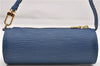 Authentic Louis Vuitton Epi For Soufflot Pouch Purse Blue LV 5932C