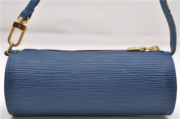 Authentic Louis Vuitton Epi For Soufflot Pouch Purse Blue LV 5932C