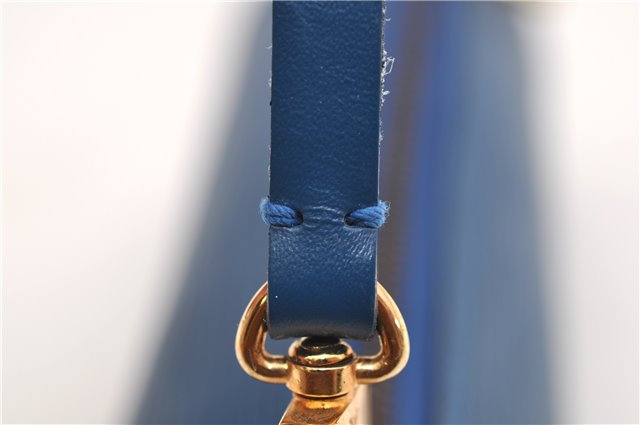 Authentic Louis Vuitton Epi For Soufflot Pouch Purse Blue LV 5932C