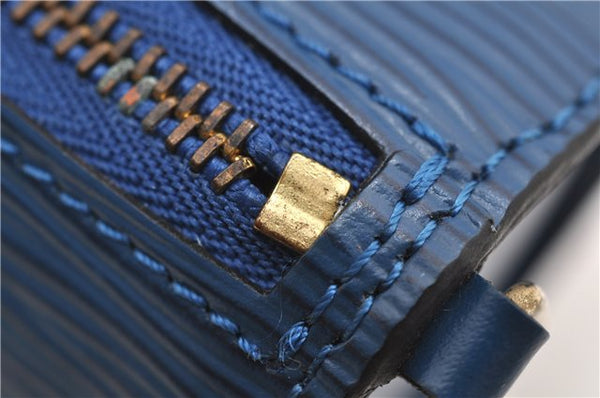 Authentic Louis Vuitton Epi For Soufflot Pouch Purse Blue LV 5932C