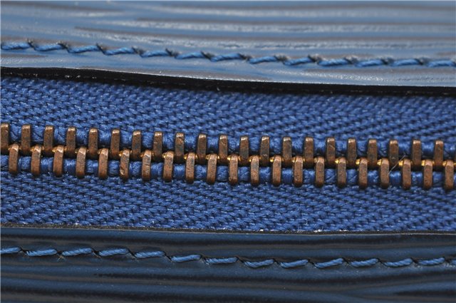 Authentic Louis Vuitton Epi For Soufflot Pouch Purse Blue LV 5932C