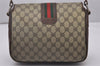 Authentic GUCCI Web Sherry Line Shoulder Bag Purse GG PVC Leather Brown 5934I