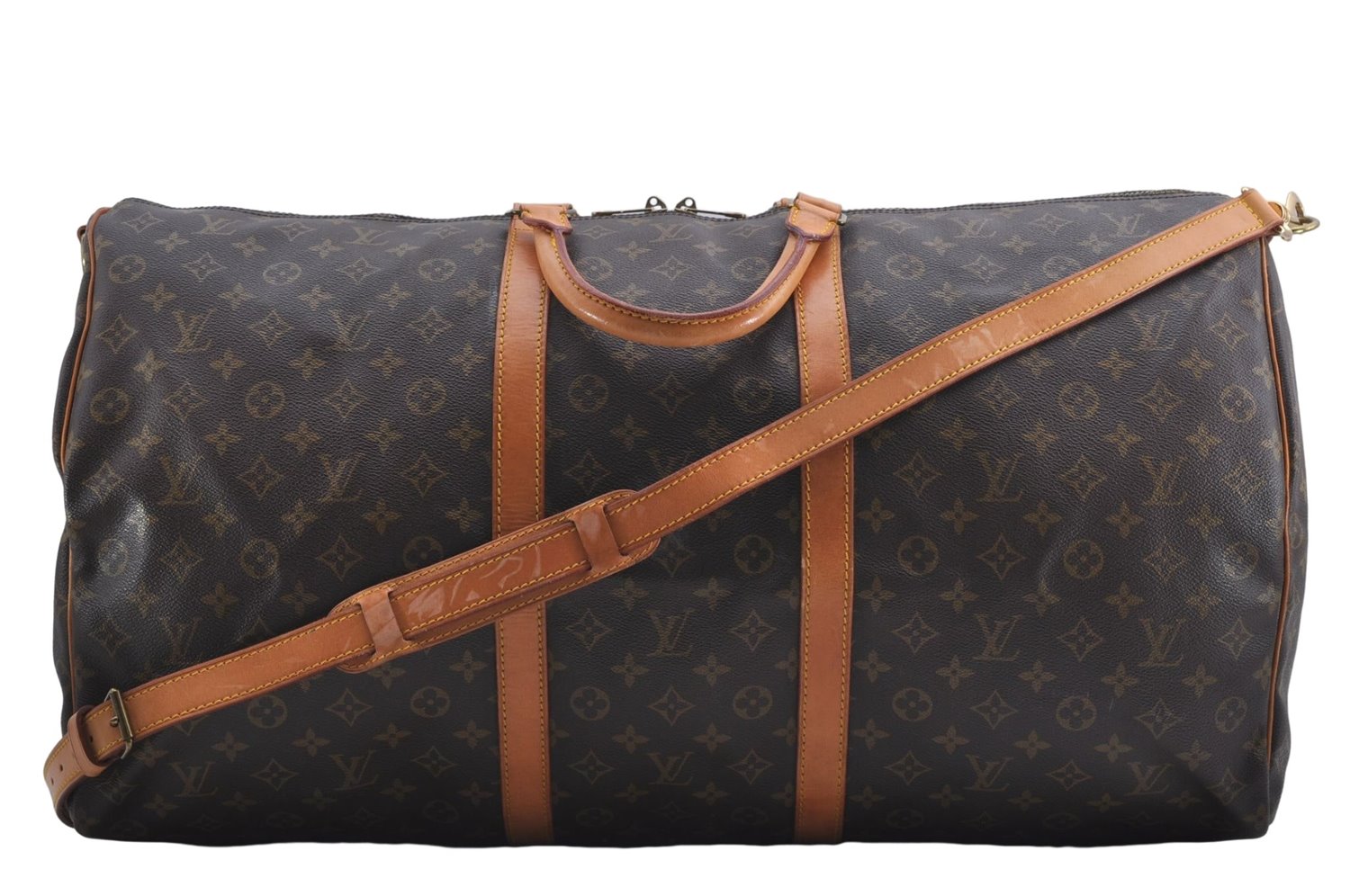 Auth Louis Vuitton Monogram Keepall Bandouliere 60 Boston Bag M41412 LV 5945D