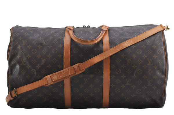 Auth Louis Vuitton Monogram Keepall Bandouliere 60 Boston Bag M41412 LV 5945D