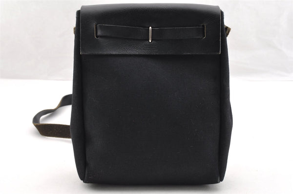 Authentic HERMES Her Bag TPM 2 In 1 2Way Shoulder Bag Canvas Leather Black 5945I