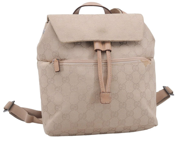 Authentic GUCCI Backpack GG Canvas Leather 0030242 Beige 5948D