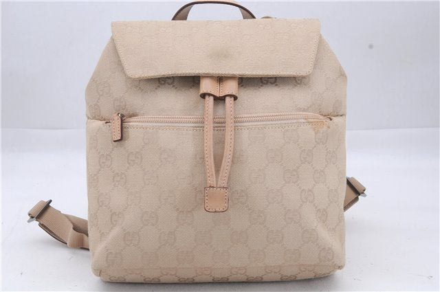 Authentic GUCCI Backpack GG Canvas Leather 0030242 Beige 5948D
