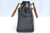 Authentic GUCCI Vintage Bamboo 2way Shoulder Hand Bag Purse Leather Black 5948H