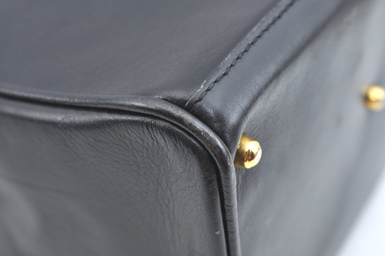 Authentic GUCCI Vintage Bamboo 2way Shoulder Hand Bag Purse Leather Black 5948H