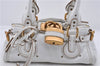 Authentic Chloe Mini Paddington Leather Shoulder Hand Bag White 5949D