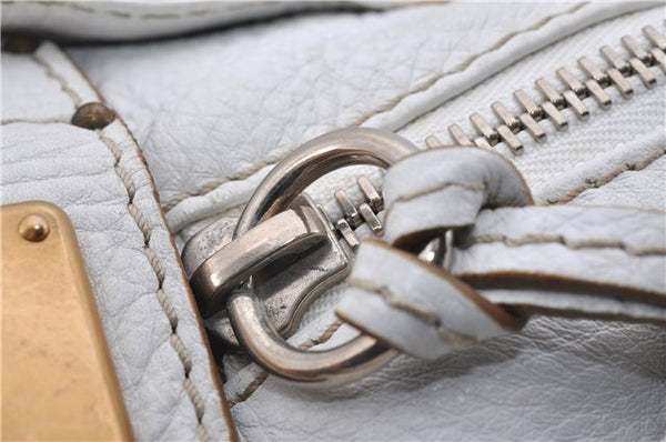 Authentic Chloe Mini Paddington Leather Shoulder Hand Bag White 5949D