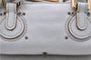 Authentic Chloe Mini Paddington Leather Shoulder Hand Bag White 5949D