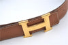 Authentic HERMES Constance Leather Belt Size 70cm 27.6" Brown Balck 5952C