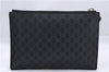 Authentic GUCCI Vintage Courier Clutch Bag GG PVC Leather 496346 Black 5956E