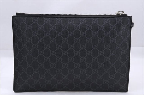 Authentic GUCCI Vintage Courier Clutch Bag GG PVC Leather 496346 Black 5956E