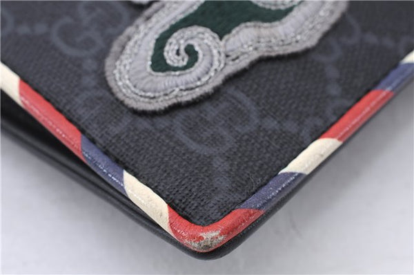 Authentic GUCCI Vintage Courier Clutch Bag GG PVC Leather 496346 Black 5956E