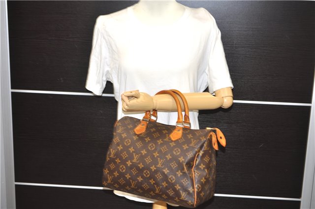 Authentic Louis Vuitton Monogram Speedy 30 Hand Boston Bag M41526 LV 5957E