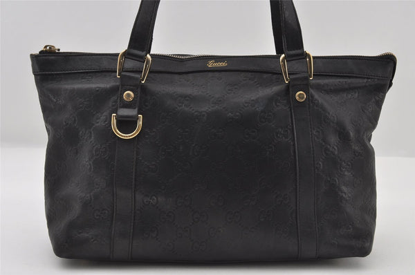 Authentic GUCCI Guccissima Abbey Shoulder Tote Bag GG Leather 141470 Black 5957I
