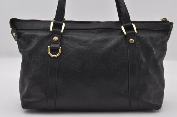 Authentic GUCCI Guccissima Abbey Shoulder Tote Bag GG Leather 141470 Black 5957I