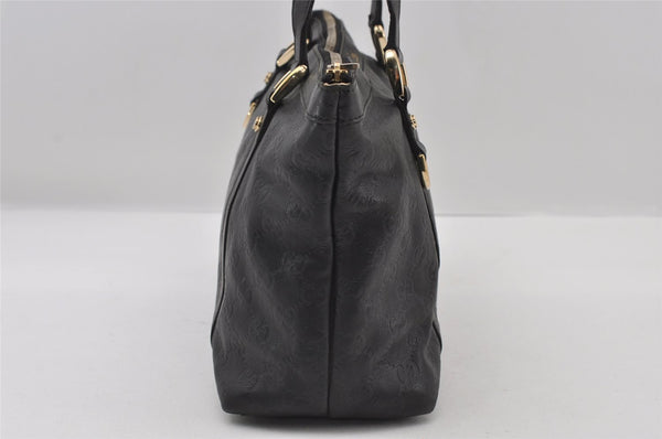 Authentic GUCCI Guccissima Abbey Shoulder Tote Bag GG Leather 141470 Black 5957I