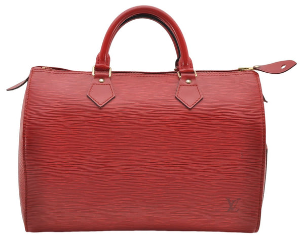 Authentic Louis Vuitton Epi Speedy 30 Hand Boston Bag Red M43007 LV 5978D