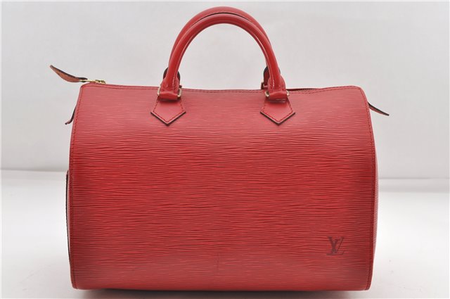 Authentic Louis Vuitton Epi Speedy 30 Hand Boston Bag Red M43007 LV 5978D