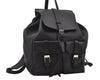 Authentic GUCCI Vintage Backpack Purse Leather Black 5981I