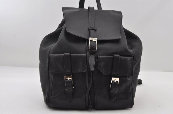 Authentic GUCCI Vintage Backpack Purse Leather Black 5981I