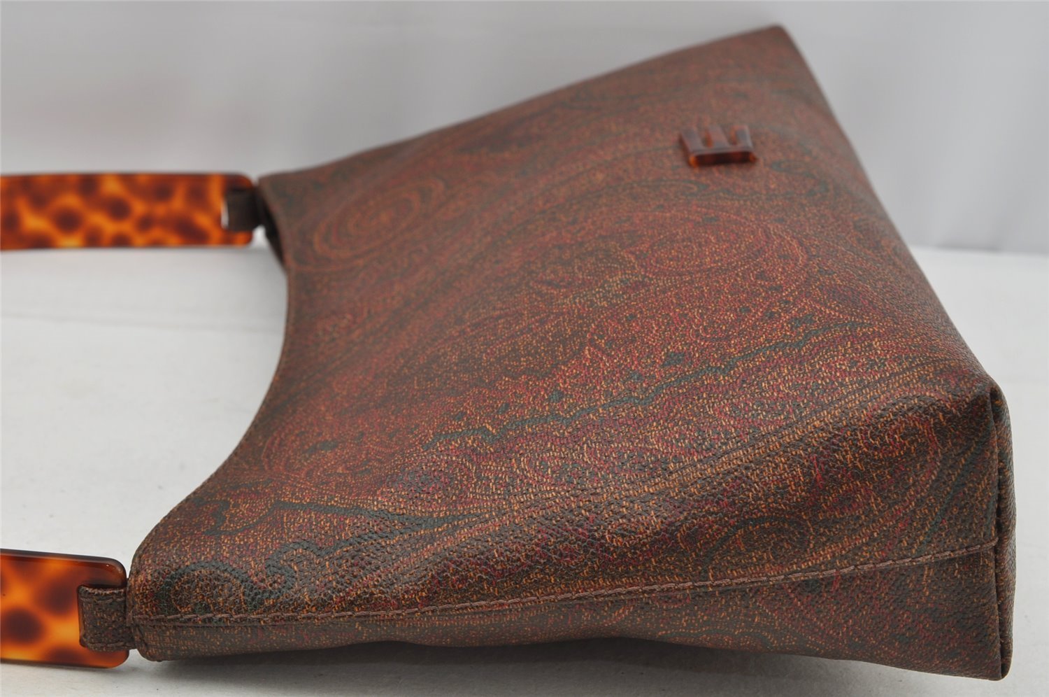 Authentic ETRO Paisley Plastic Shoulder Bag Purse PVC Leather Bordeaux Red 5983I