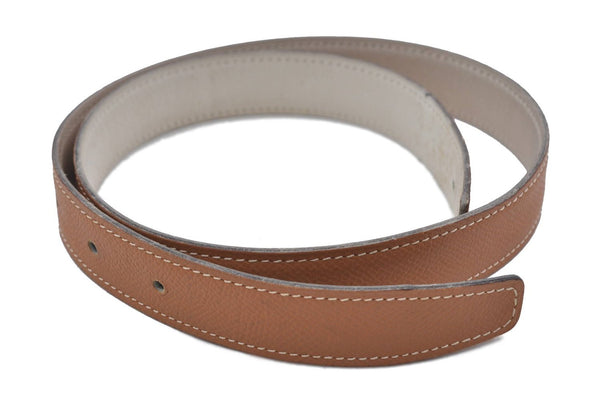 Authentic HERMES Ladies Leather Belt Size 65cm 25.6" Beige White 5987C