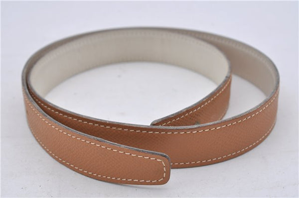 Authentic HERMES Ladies Leather Belt Size 65cm 25.6" Beige White 5987C