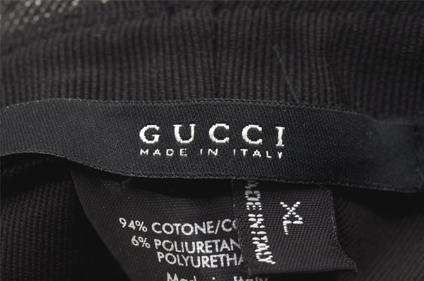 Authentic GUCCI Vintage Bucket Hat GG Canvas Leather Size XL 22" Black 5989I