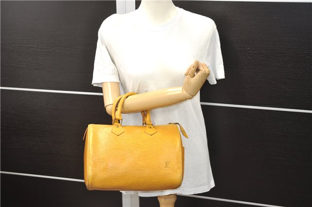 Authentic Louis Vuitton Epi Speedy 25 Hand Boston Bag Yellow M43019 LV 5992D