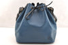 Authentic Louis Vuitton Epi Petit Noe Bi-color Blue x Black Drawstring Bag 6001I