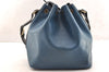 Authentic Louis Vuitton Epi Petit Noe Bi-color Blue x Black Drawstring Bag 6001I