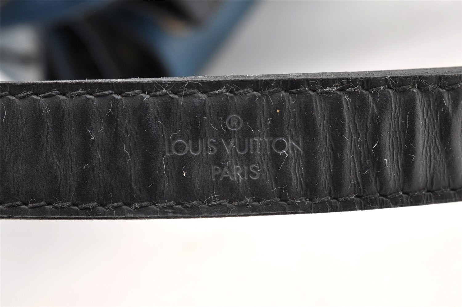 Authentic Louis Vuitton Epi Petit Noe Bi-color Blue x Black Drawstring Bag 6001I