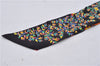 Authentic HERMES Twilly Scarf "L ARBRE DE VIE" Silk Black 6002E