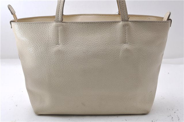 Authentic Ferragamo Gancini Leather Shoulder Tote Bag Ivory 6006D