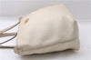 Authentic Ferragamo Gancini Leather Shoulder Tote Bag Ivory 6006D