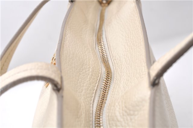 Authentic Ferragamo Gancini Leather Shoulder Tote Bag Ivory 6006D