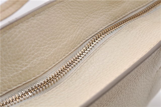 Authentic Ferragamo Gancini Leather Shoulder Tote Bag Ivory 6006D