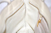 Authentic Ferragamo Gancini Leather Shoulder Tote Bag Ivory 6006D