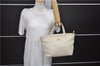 Authentic Ferragamo Gancini Leather Shoulder Tote Bag Ivory 6006D