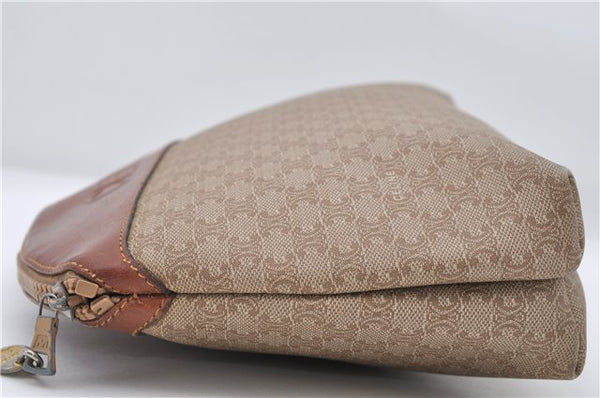Authentic CELINE Macadam Blason Pattern Clutch Bag PVC Leather Beige 6018C