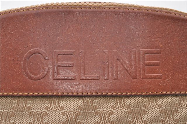 Authentic CELINE Macadam Blason Pattern Clutch Bag PVC Leather Beige 6018C