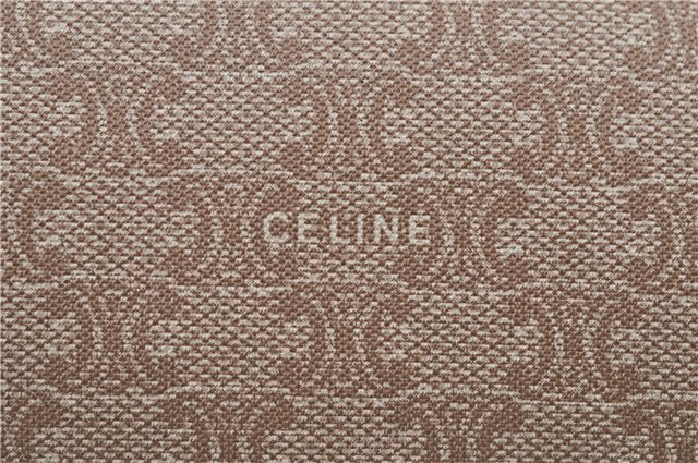 Authentic CELINE Macadam Blason Pattern Clutch Bag PVC Leather Beige 6018C