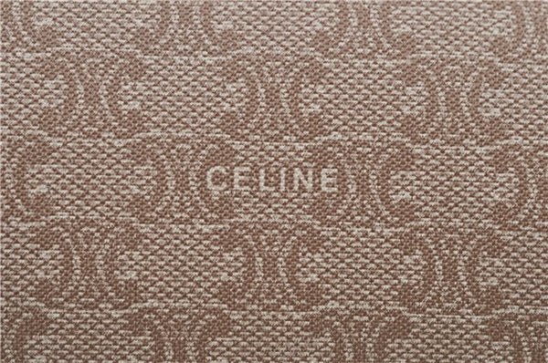 Authentic CELINE Macadam Blason Pattern Clutch Bag PVC Leather Beige 6018C