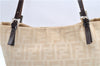 Authentic FENDI Zucca Shoulder Tote Bag Purse Canvas Ivory Brown 6019D